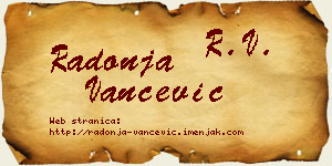 Radonja Vančević vizit kartica